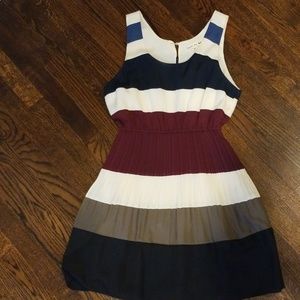 Fall colored striped pleated dress